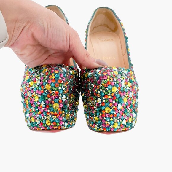 Christian Louboutin Daffodile 160 Pumps EU 39.5 US 9.5 Multi Crystal Strass - Picture 7 of 14